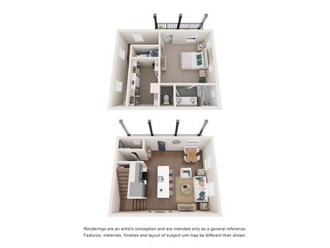 Floor plan for 1 bed, 1.5 baths, 1010 sqft